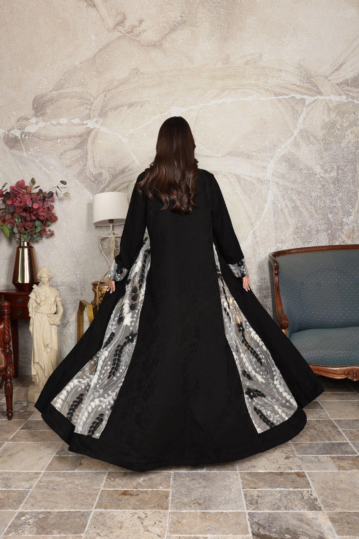 Jacquard Embroidered Abaya