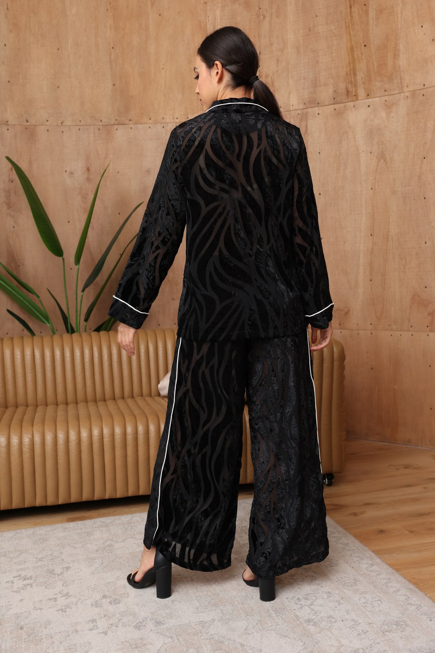 Midnight Sheer Velvet Co-Ord Set