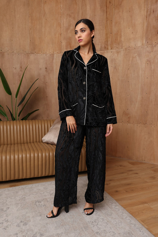 Midnight Sheer Velvet Co-Ord Set