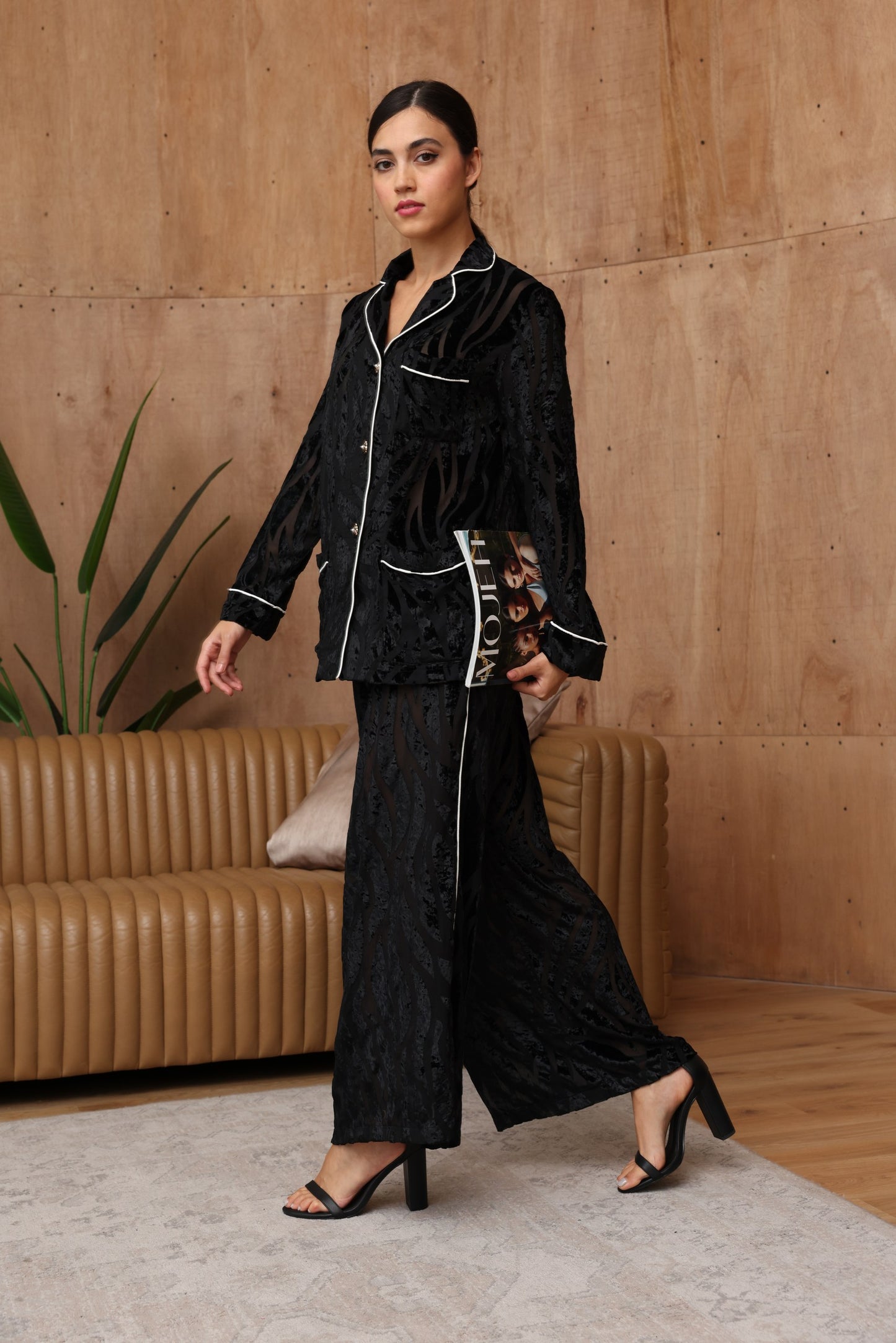 Midnight Sheer Velvet Co-Ord Set