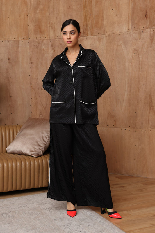 Classic Black Silk Co-Ord Set
