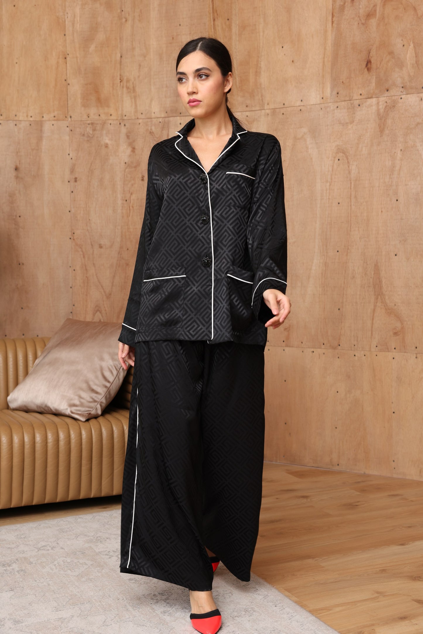 Classic Black Silk Co-Ord Set