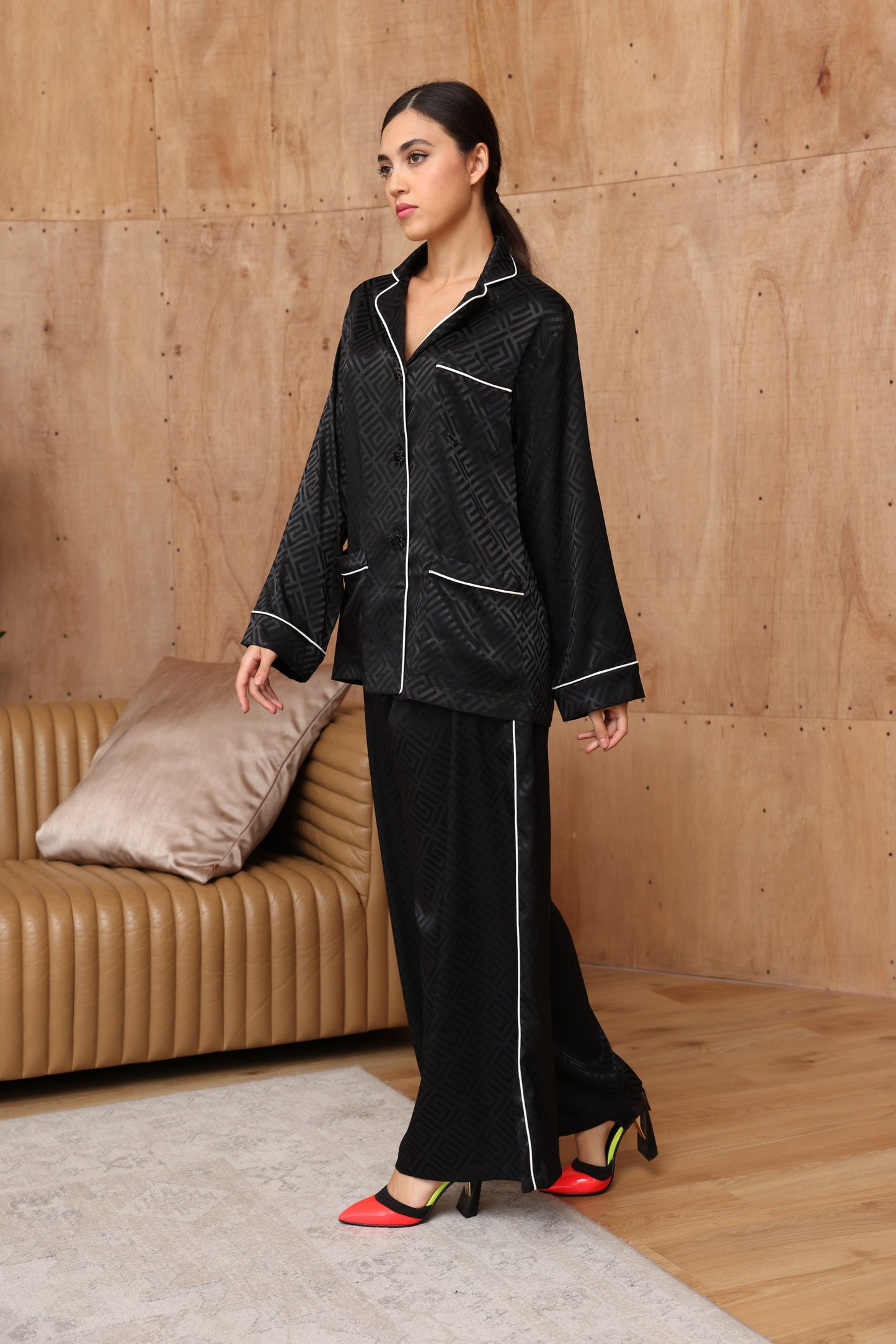 Classic Black Silk Co-Ord Set