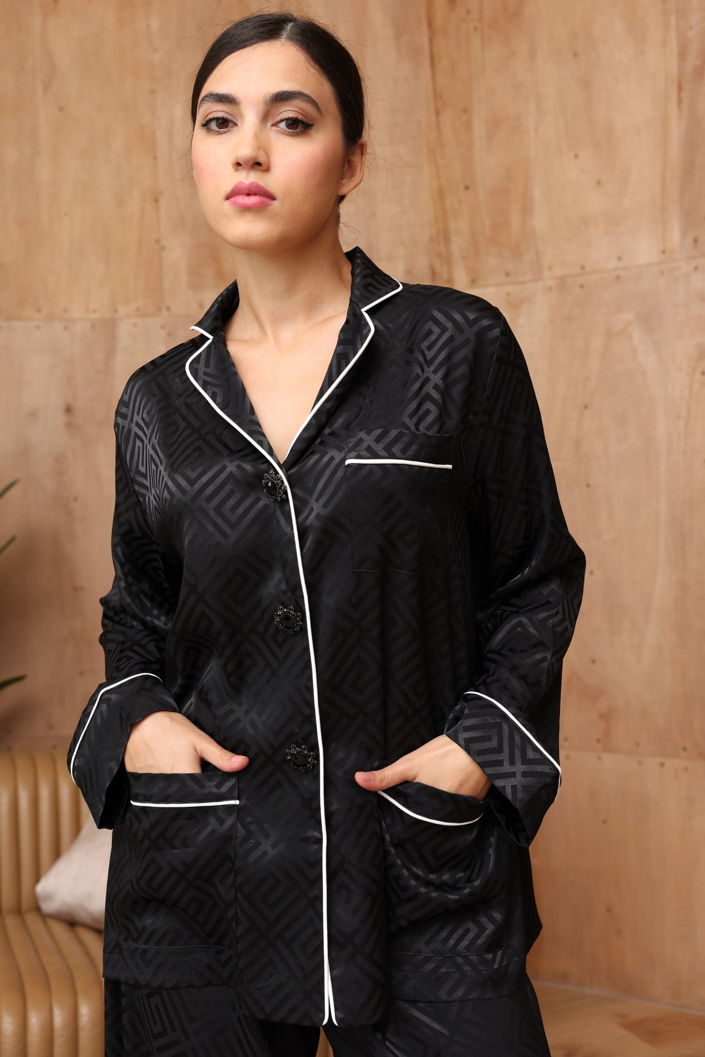Classic Black Silk Co-Ord Set